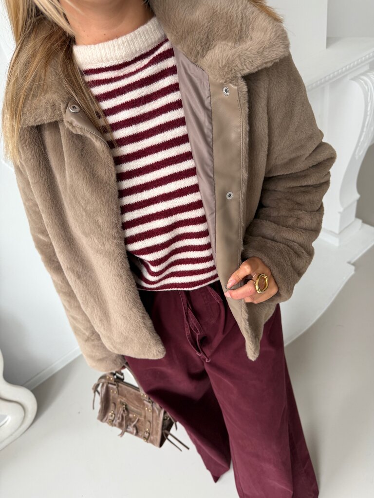 Macy faux fur jacket taupe