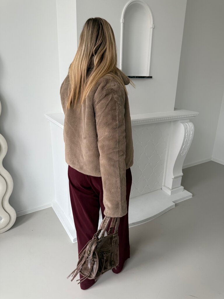 Macy faux fur jacket taupe