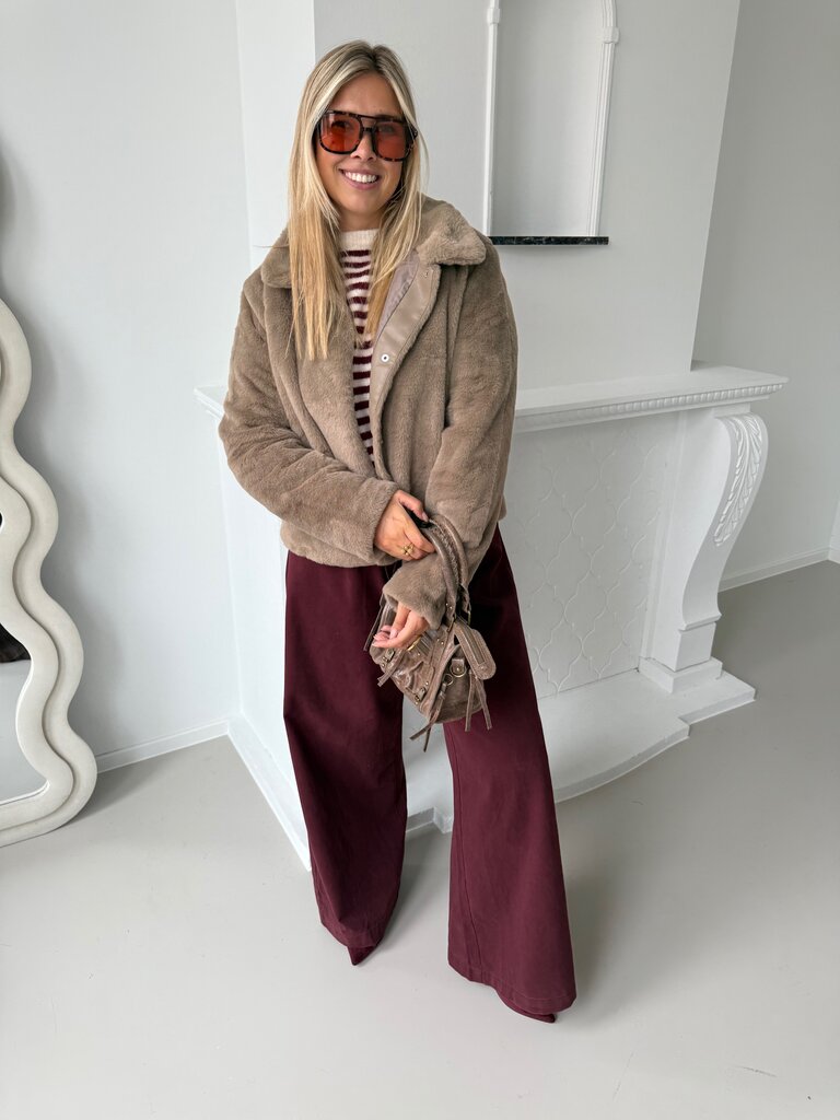 Macy faux fur jacket taupe