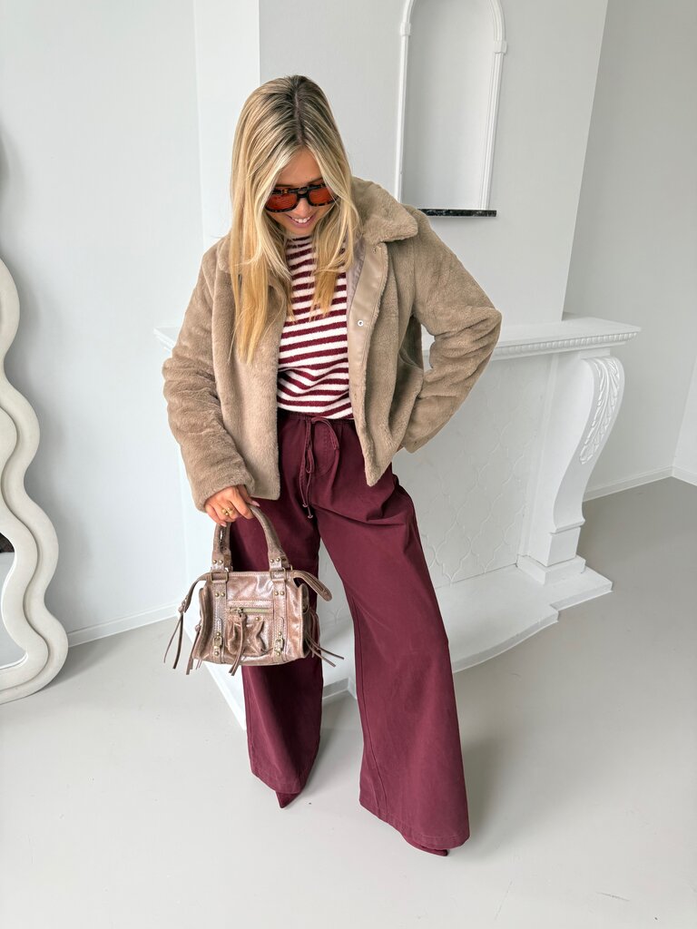 Macy faux fur jacket taupe