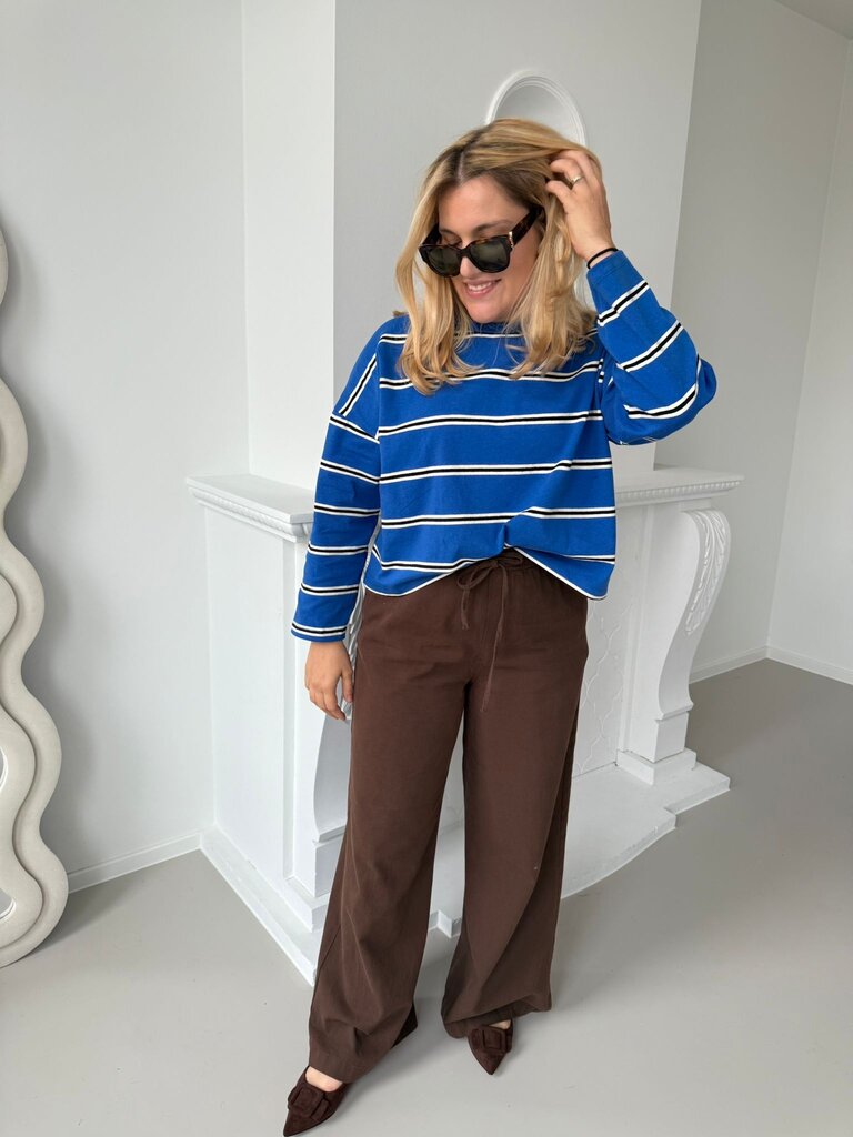 Lilou striped sweat cobalt