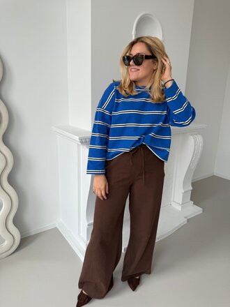 Lilou striped sweat cobalt