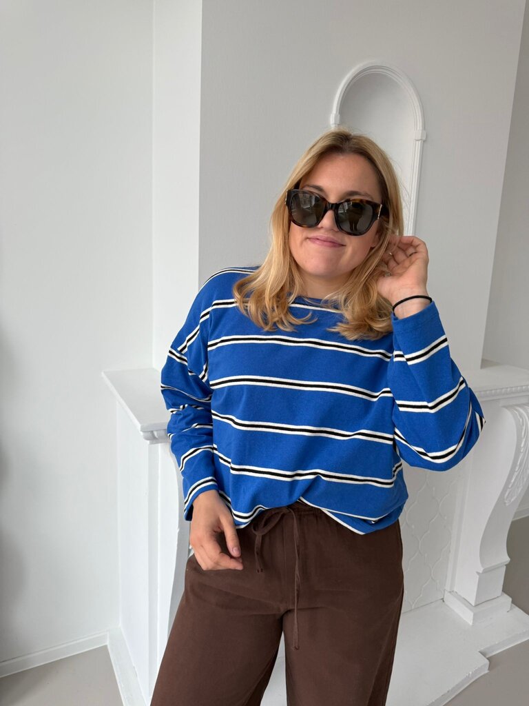 Lilou striped sweat cobalt