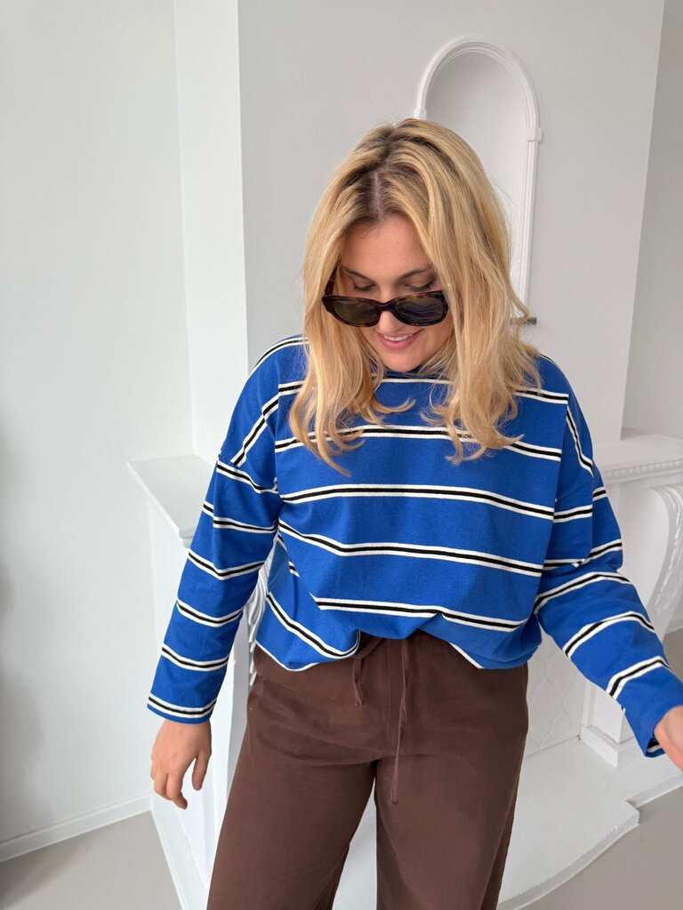 Lilou striped sweat cobalt