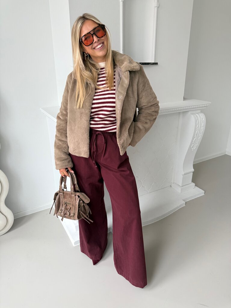 Macy faux fur jacket taupe