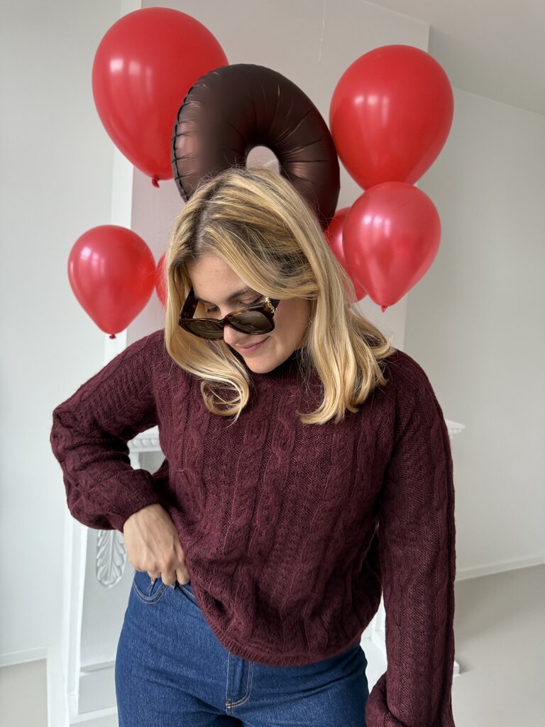Silja cable sweater bordeaux
