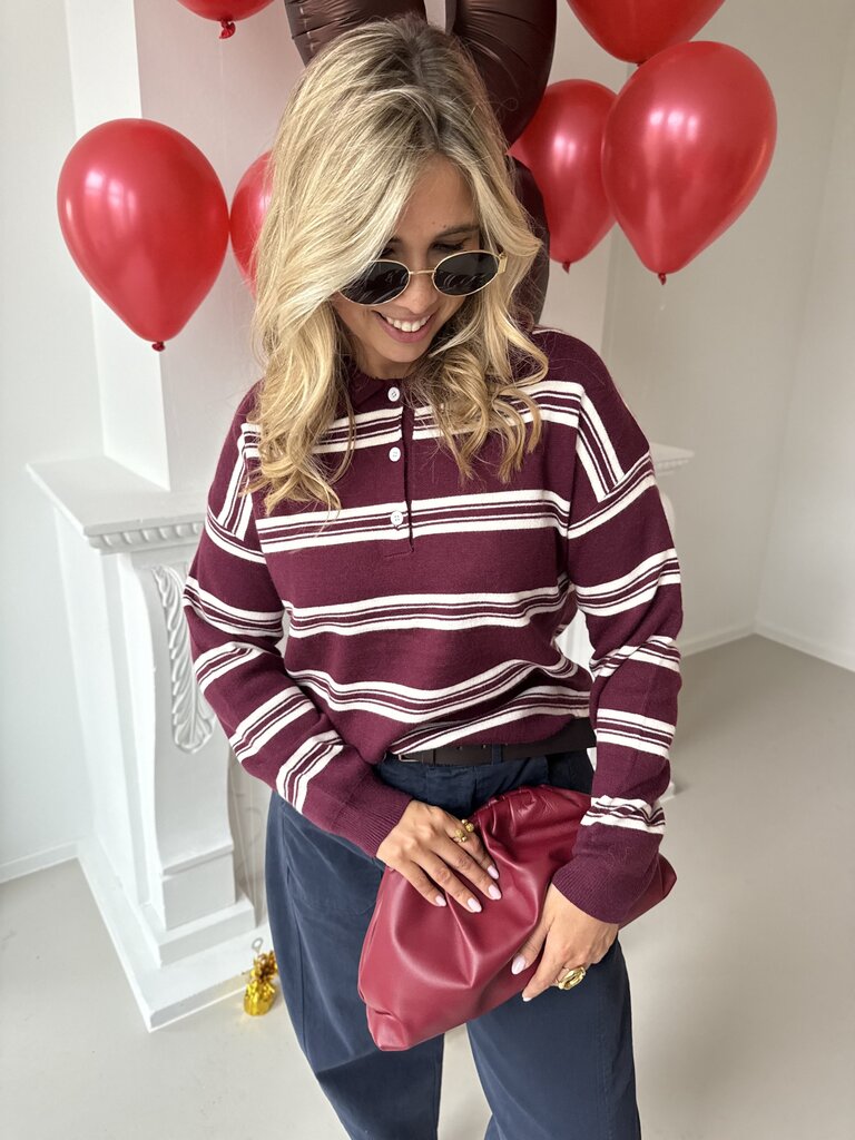 Cleo polo knit burgundy