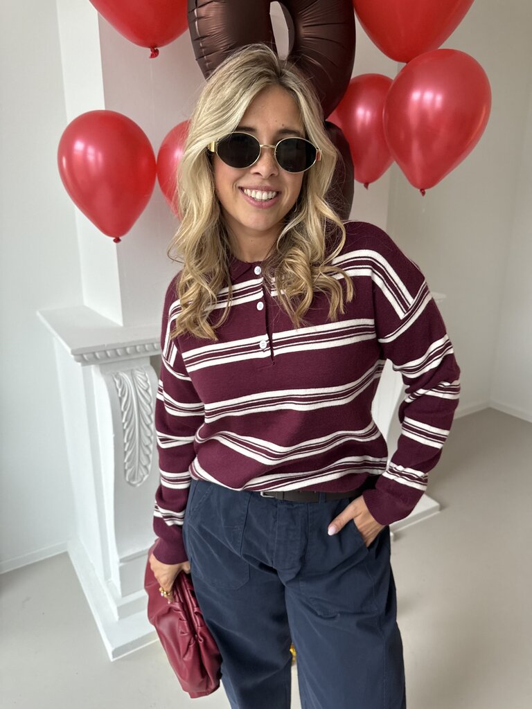 Cleo polo knit burgundy