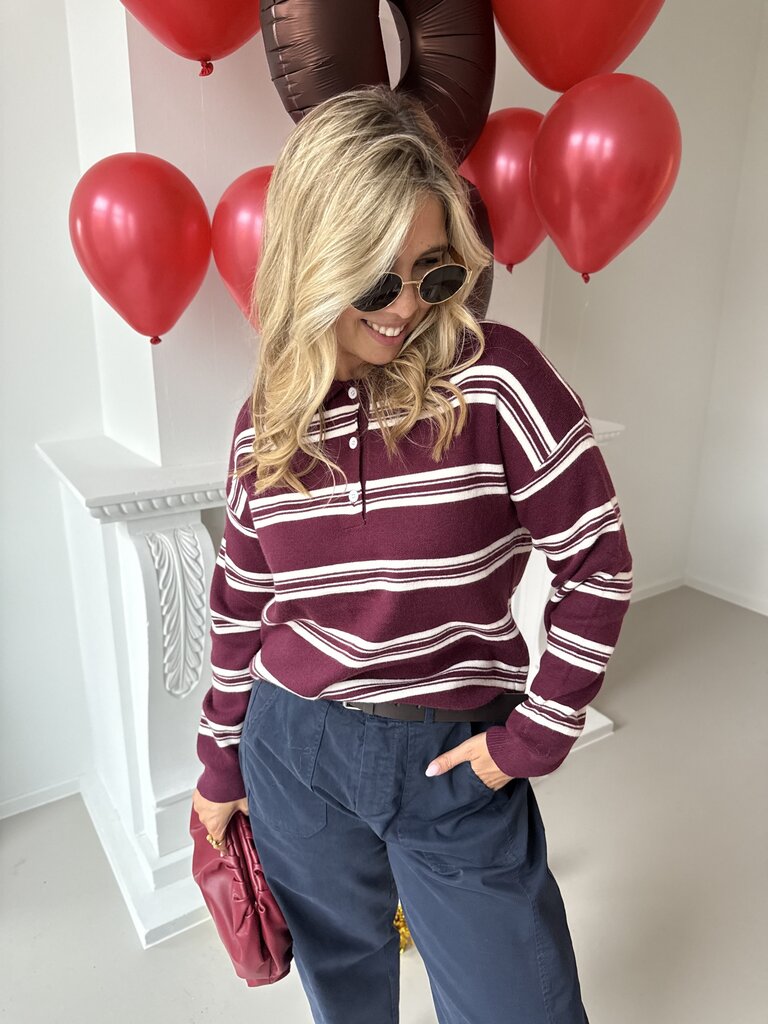 Cleo polo knit burgundy