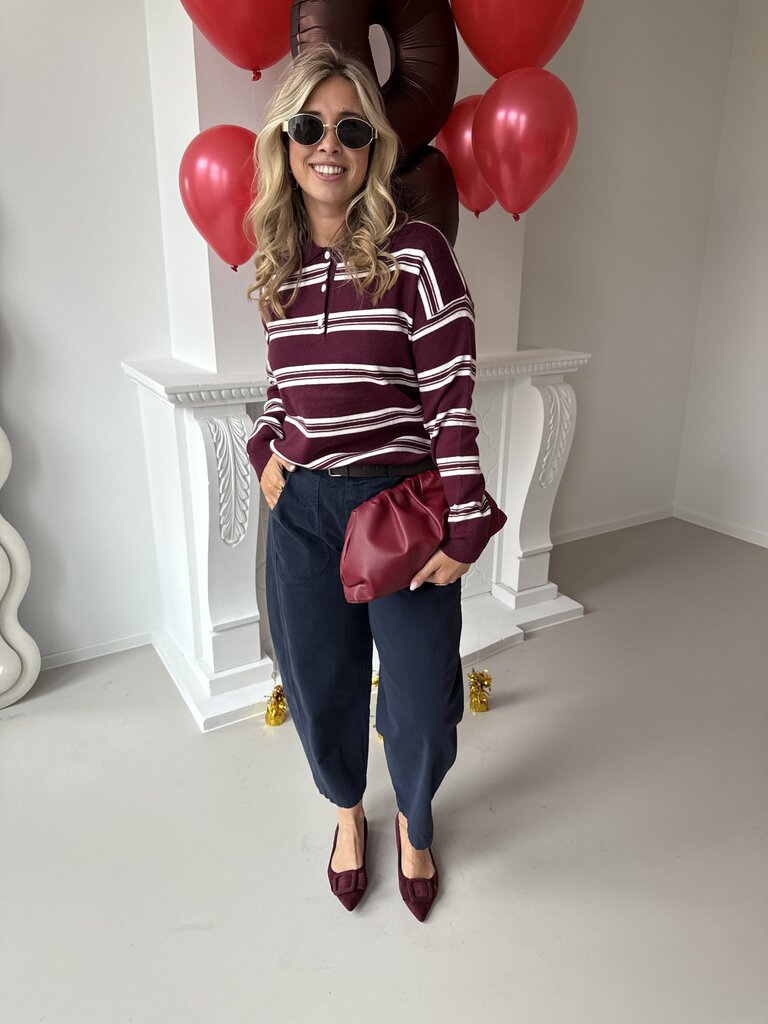Cleo polo knit burgundy