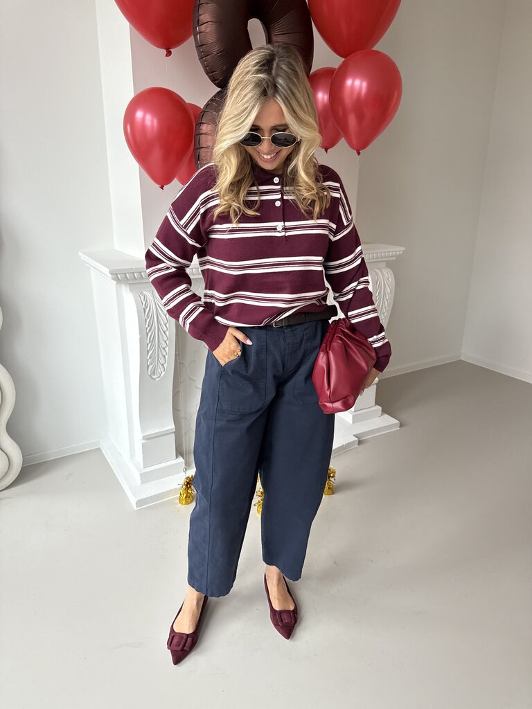 Cleo polo knit burgundy