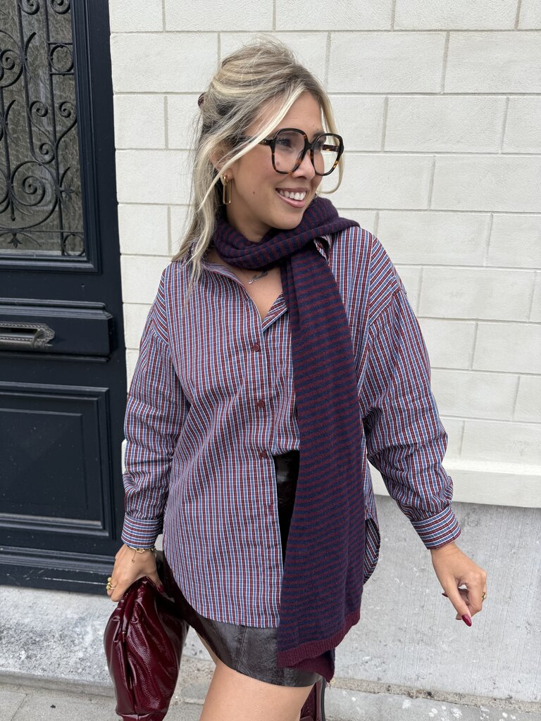 Jamie poplin shirt navy/burgundy