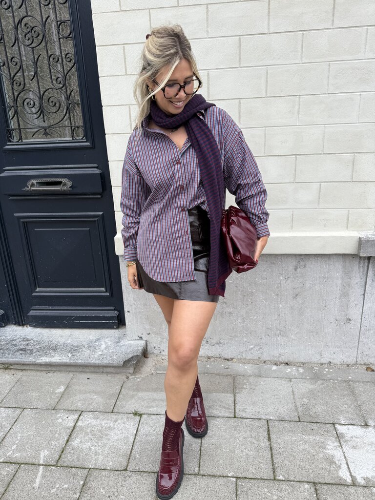 Jamie poplin shirt navy/burgundy