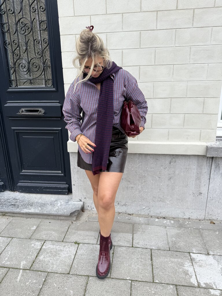 Jamie poplin shirt navy/burgundy