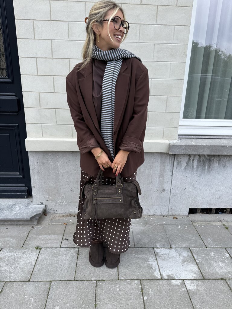 Dotted satin skirt brown