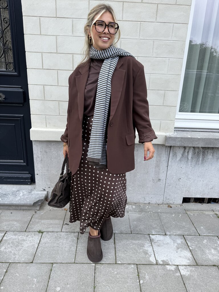 Dotted satin skirt brown