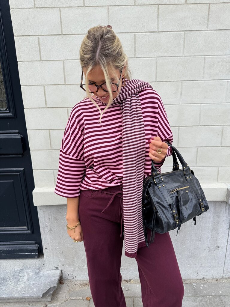Margot striped t-shirt burgundy/pink