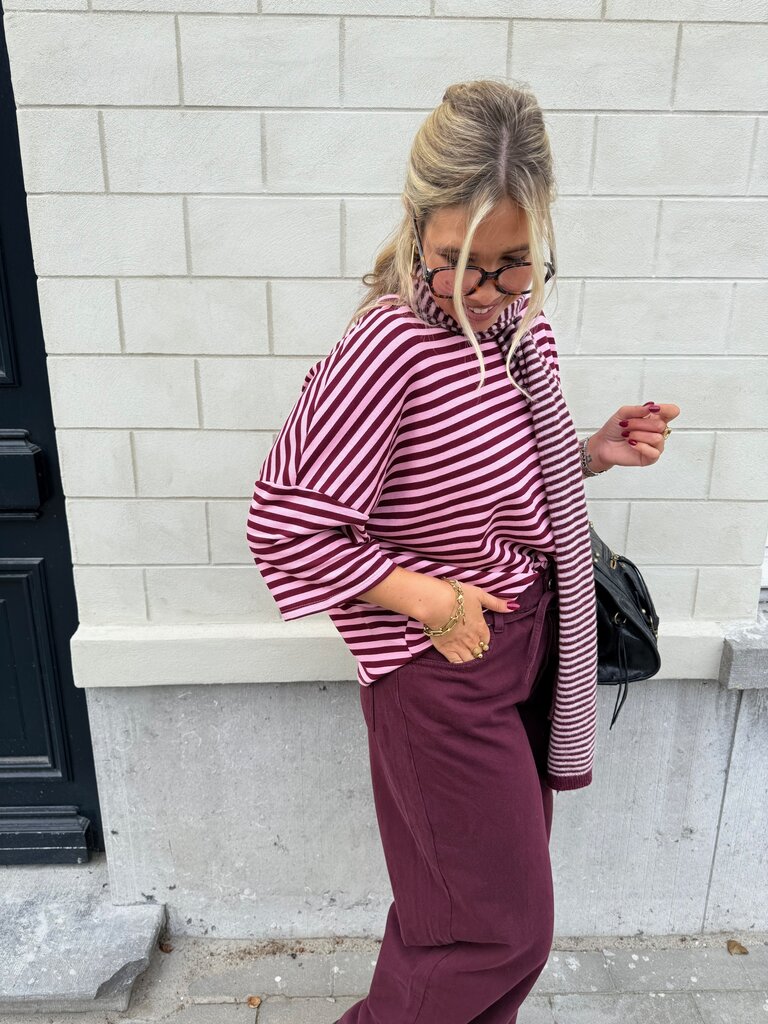 Margot striped t-shirt burgundy/pink