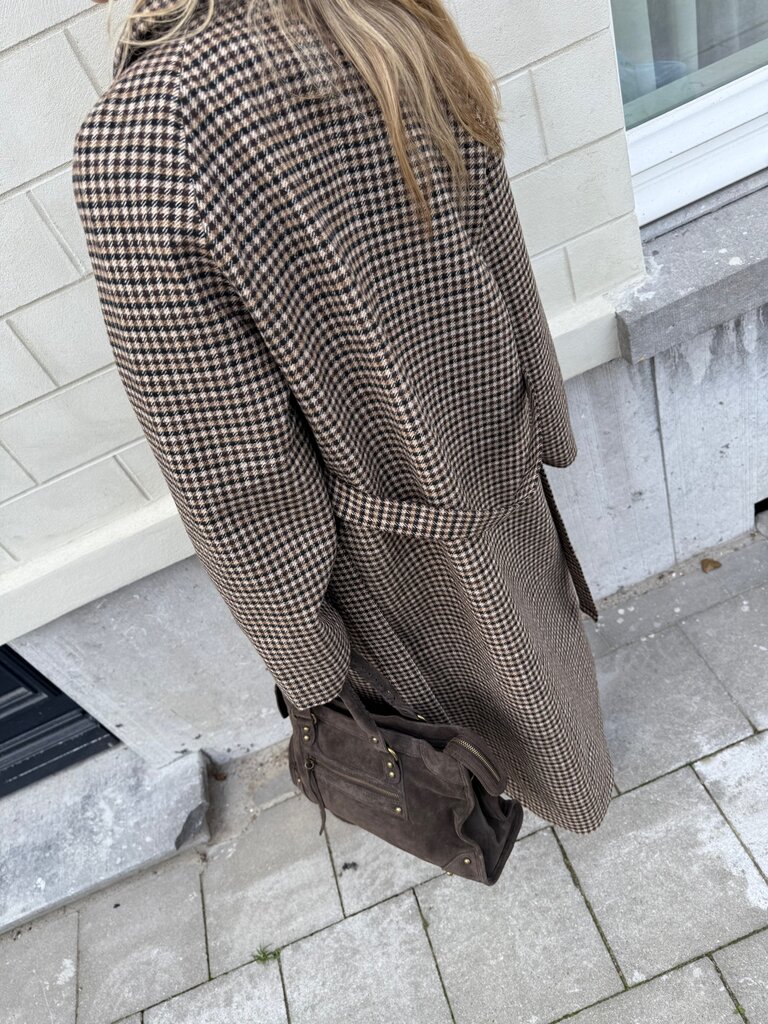 Nettie check belt coat