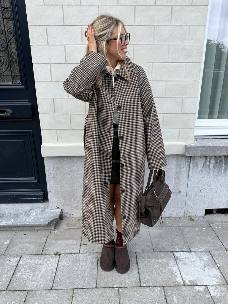 Nettie check belt coat