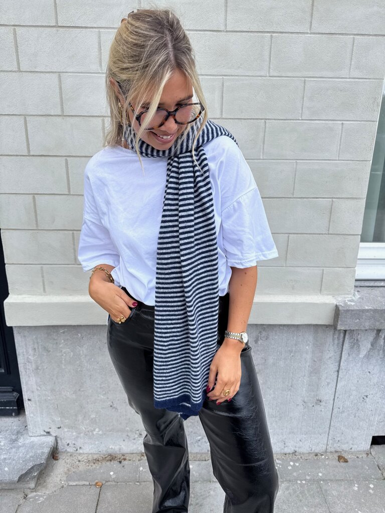 Milla & Milly soft scarf grey/navy blue