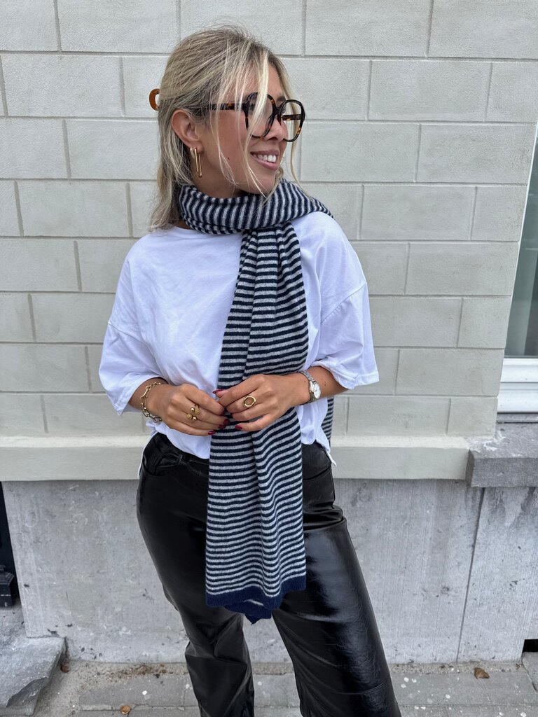 Milla & Milly soft scarf grey/navy blue