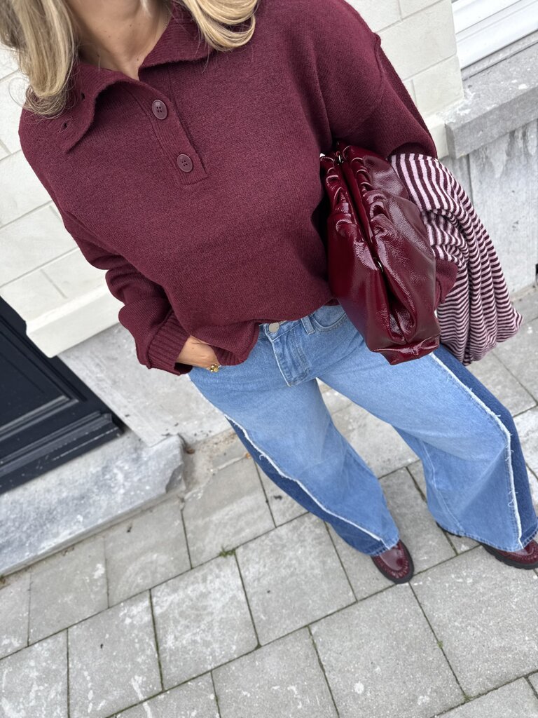 Haze button knit burgundy