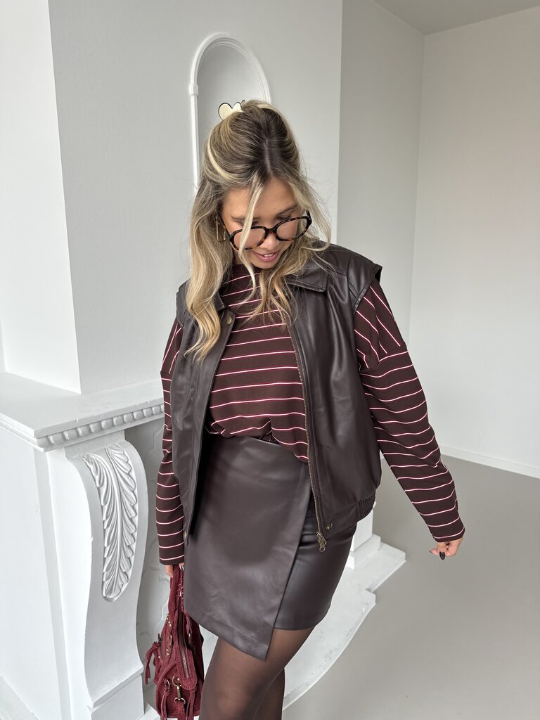 Margo faux leather skirt brown