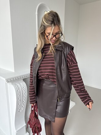 Margo faux leather waistcoat brown