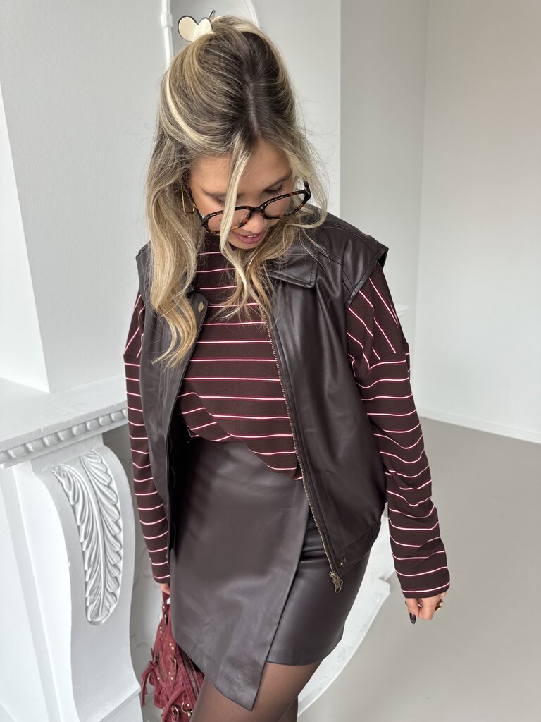 Margo faux leather waistcoat brown