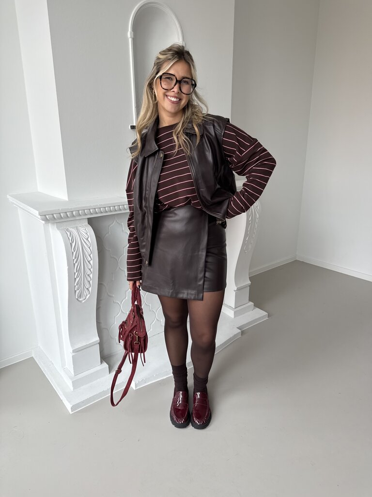 Margo faux leather waistcoat brown