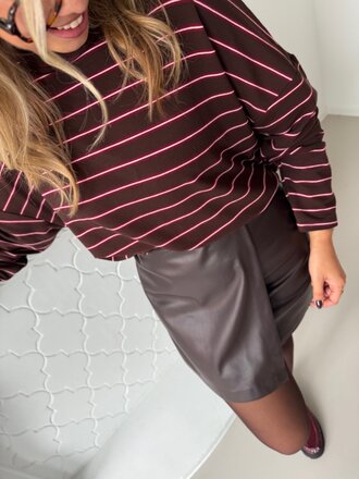 Raphaelle striped sweat brown