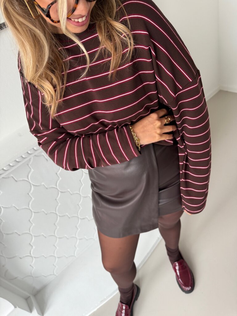 Raphaelle striped sweat brown