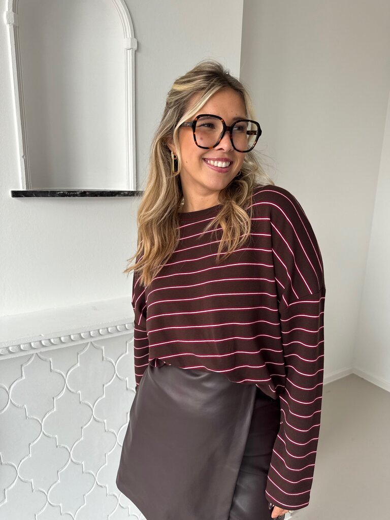 Raphaelle striped sweat brown