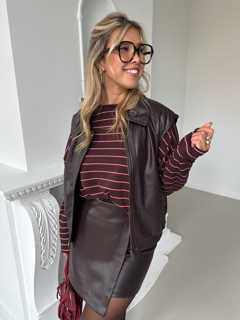 Raphaelle striped sweat brown