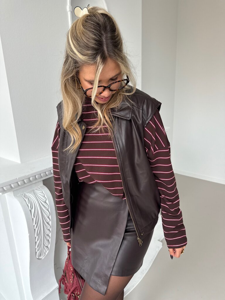 Raphaelle striped sweat brown