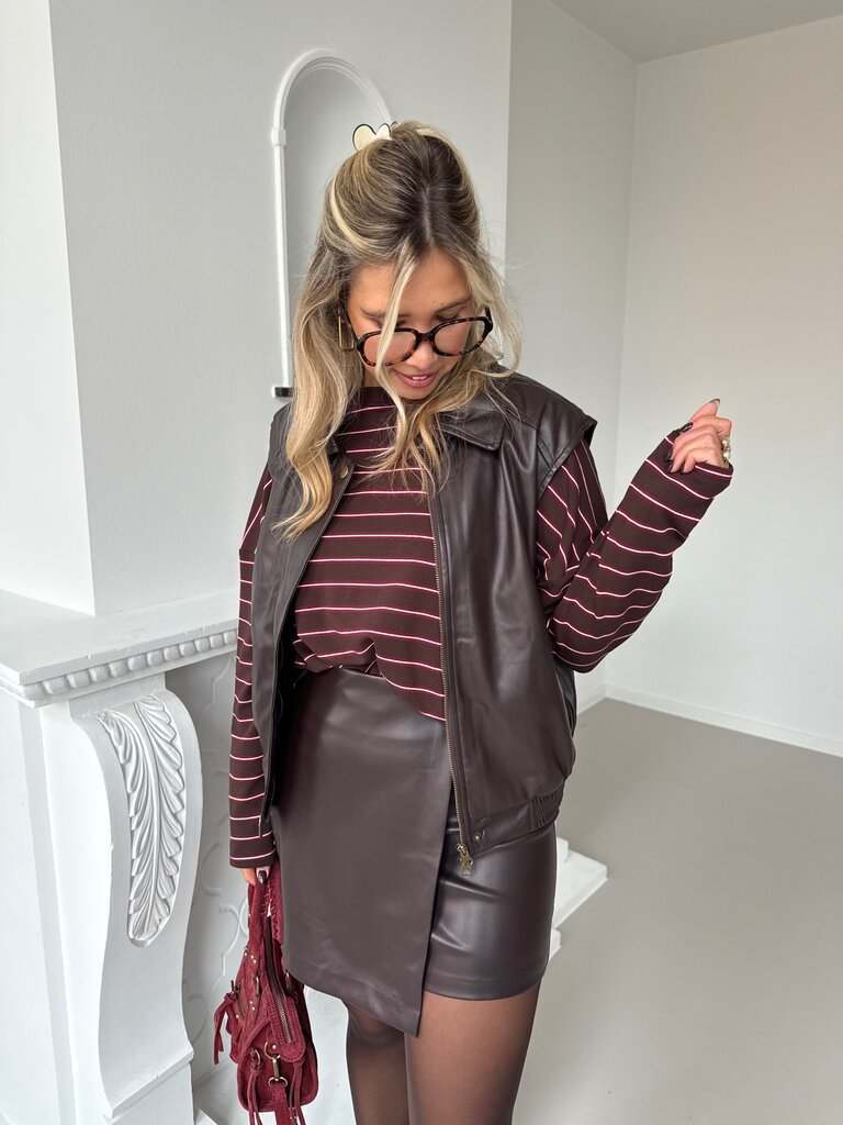 Raphaelle striped sweat brown