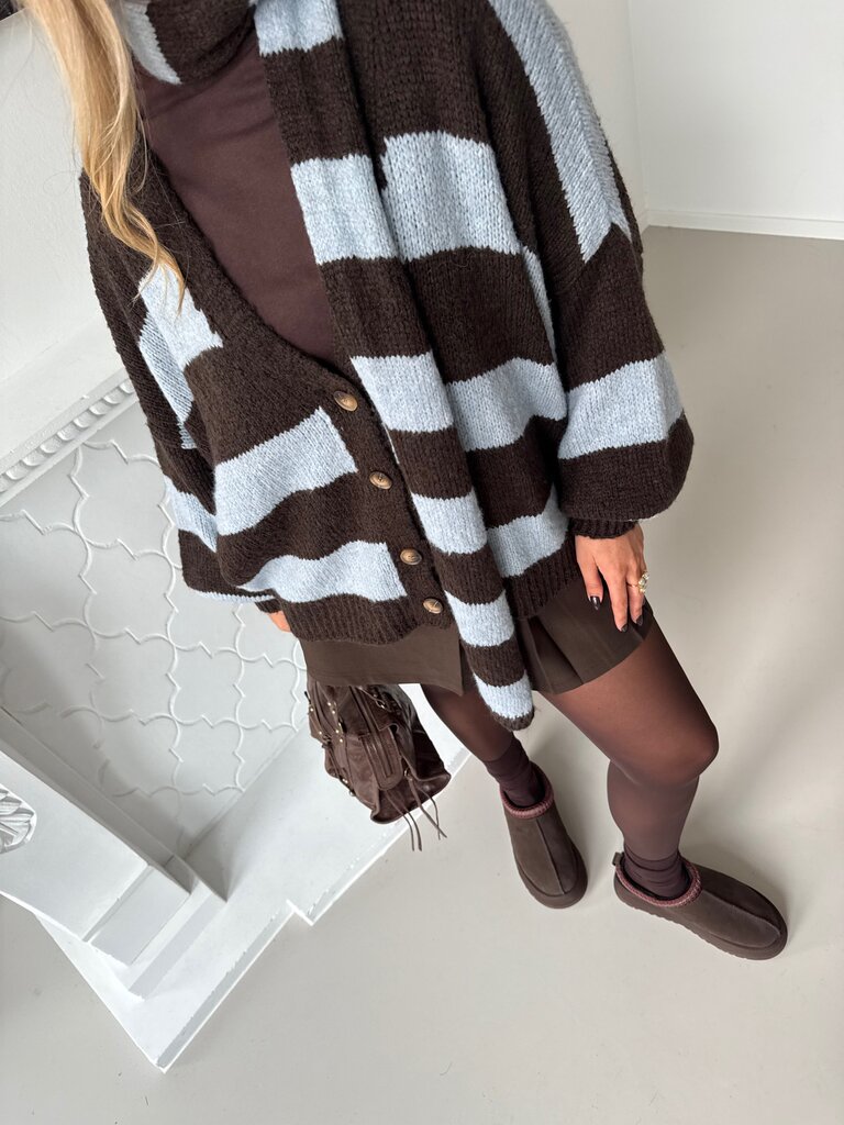Louise knit with scarf brown/blue