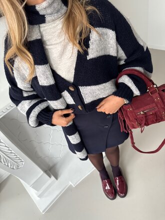 Louise knit with scarf blue/grey