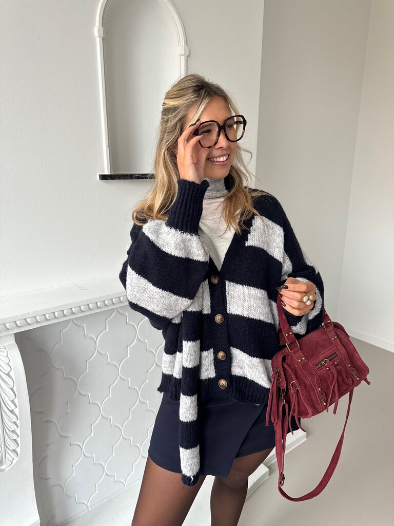 Louise knit with scarf blue/grey