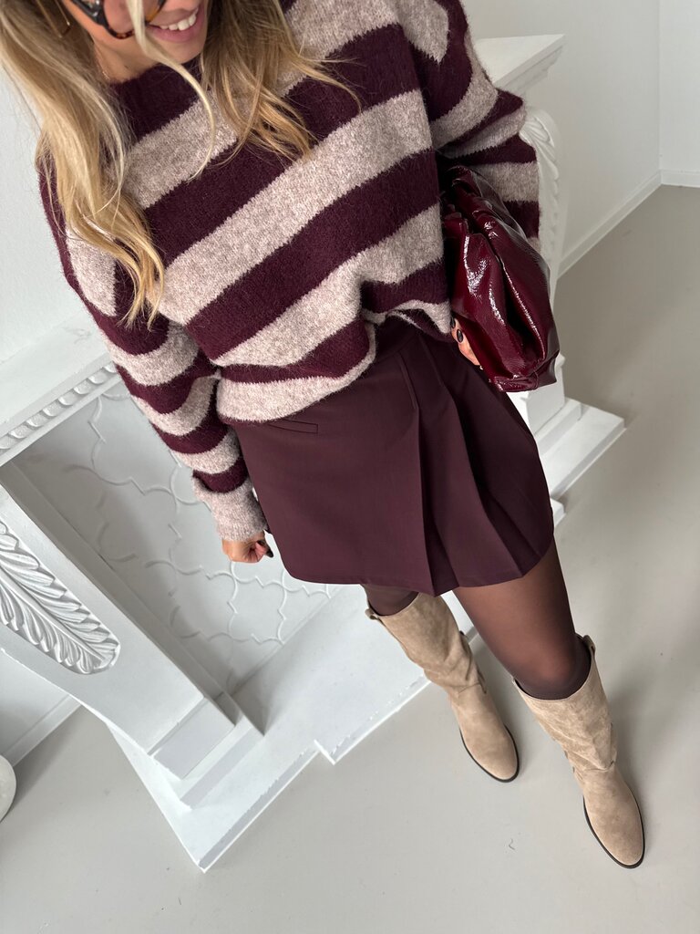 Jolene knit beige/burgundy