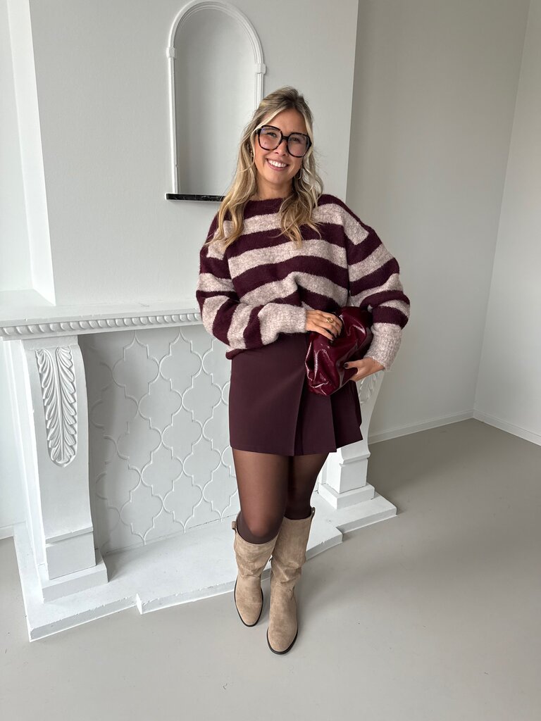 Jolene knit beige/burgundy