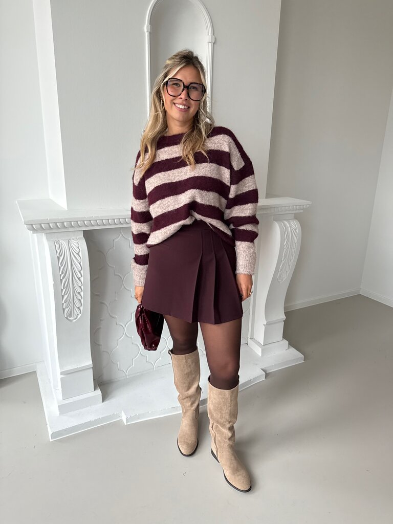 Jolene knit beige/burgundy