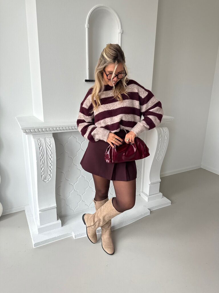 Jolene knit beige/burgundy