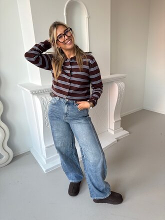 Julie polo knit brown/blue