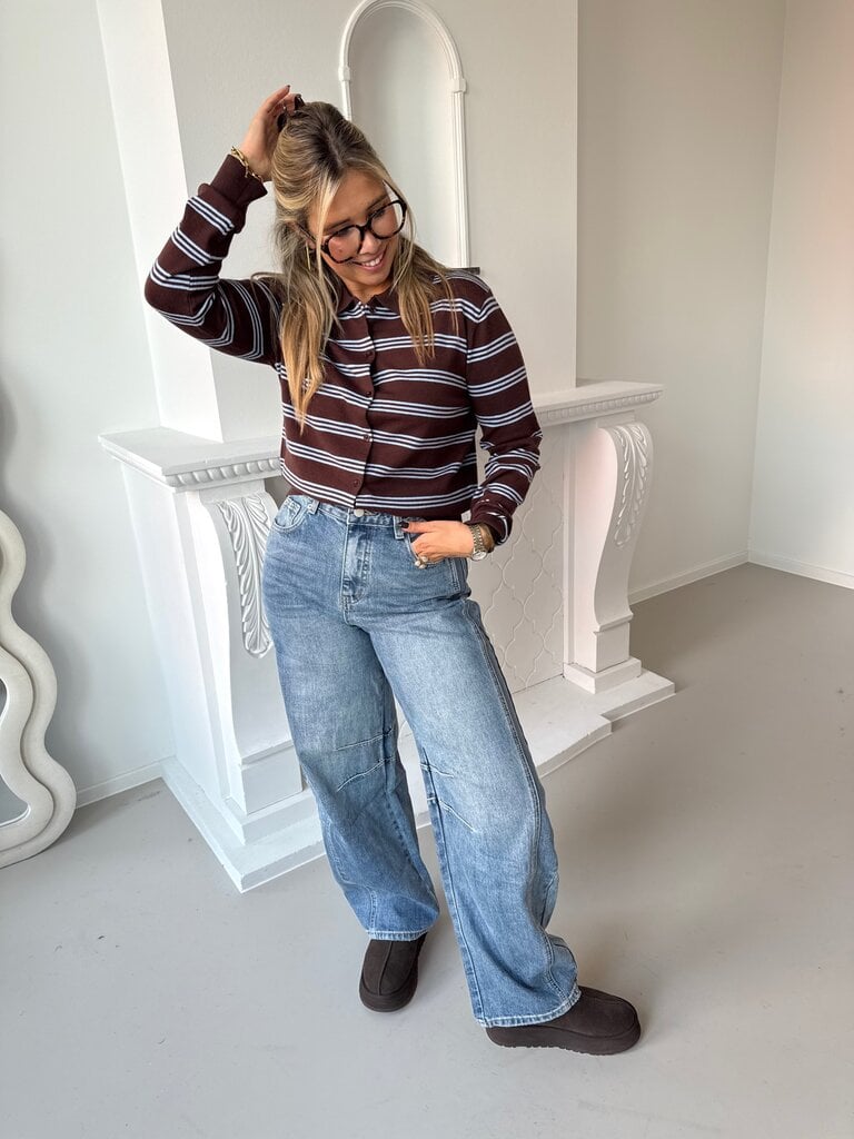 Julie polo knit brown/blue