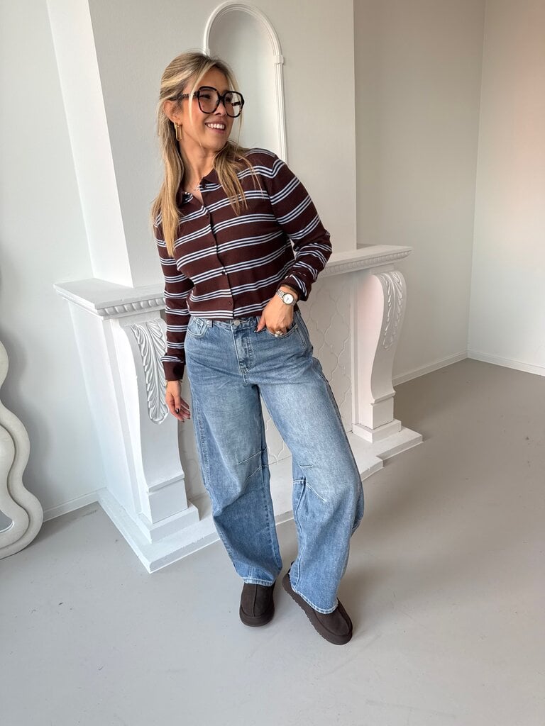 Julie polo knit brown/blue