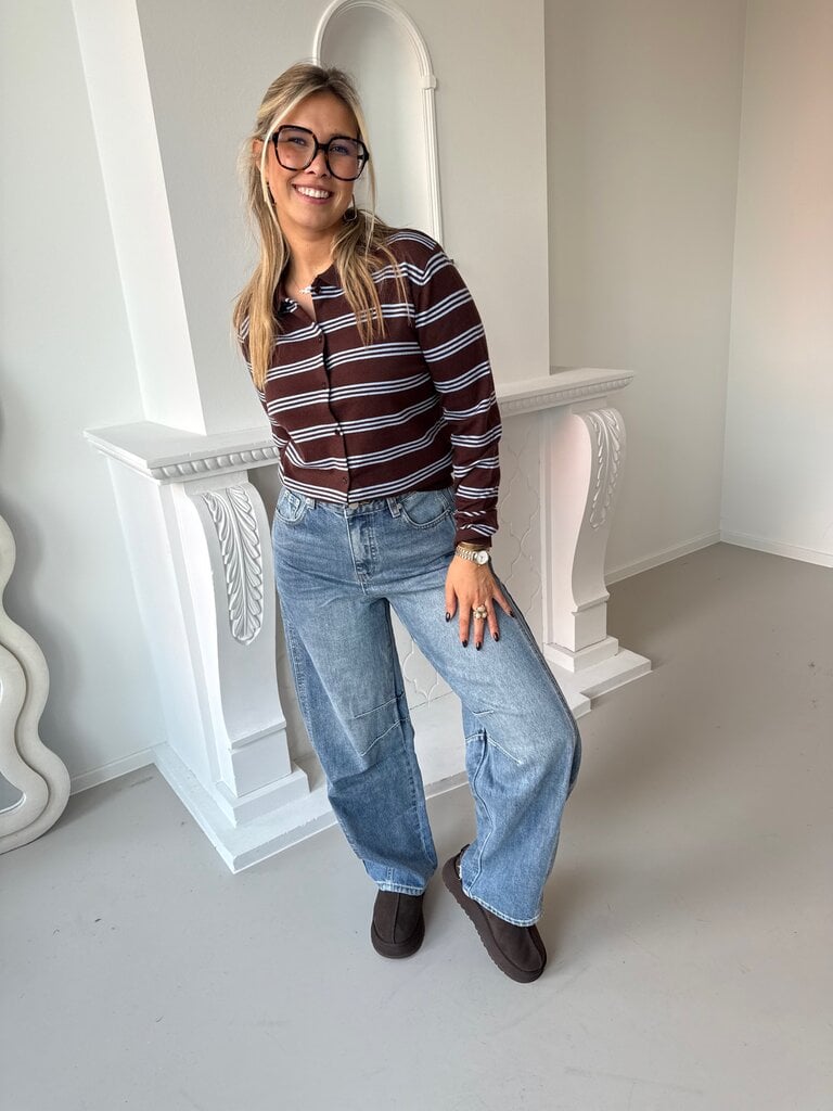 Julie polo knit brown/blue