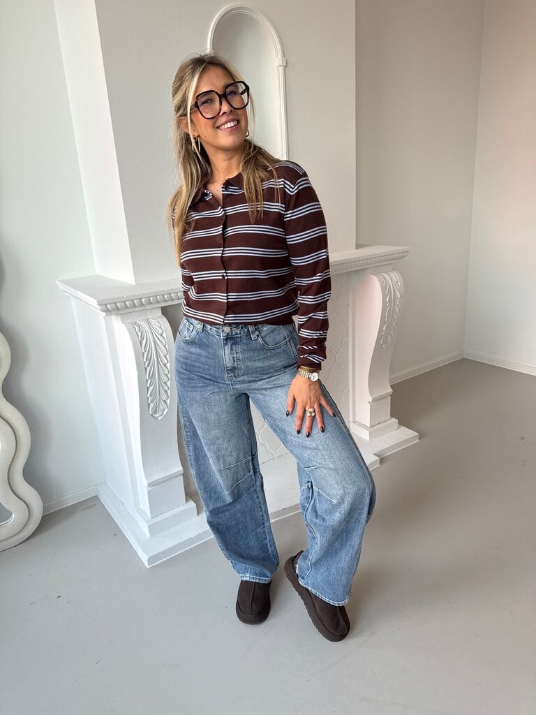 Julie polo knit brown/blue