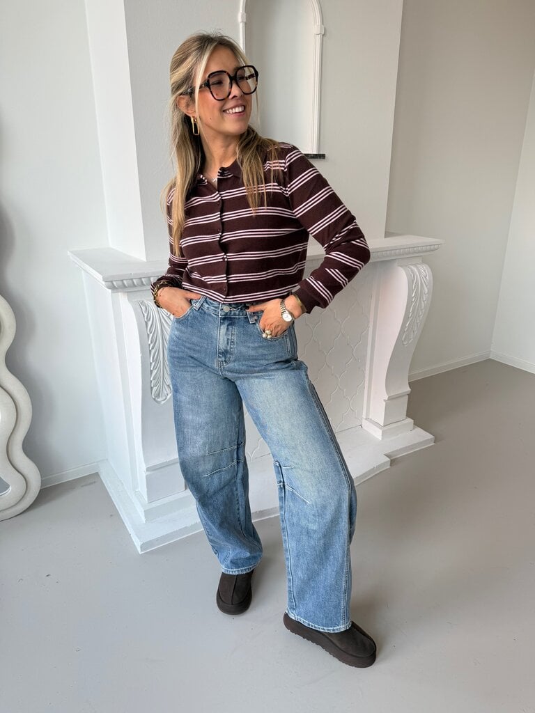 Julie polo knit brown/pink